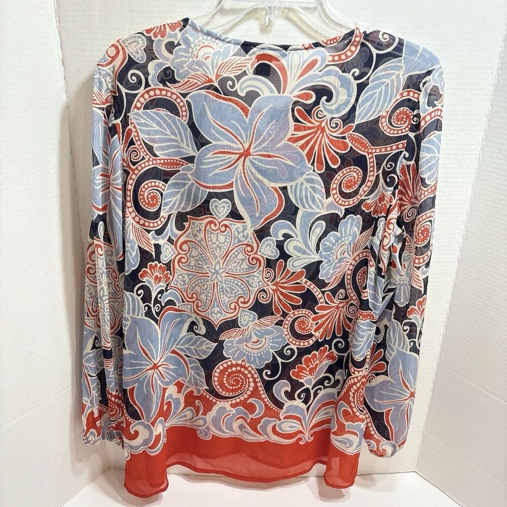 Tommy Bahama Women’s Silk Peasant Top Floral Beach - Picture 4 of 7